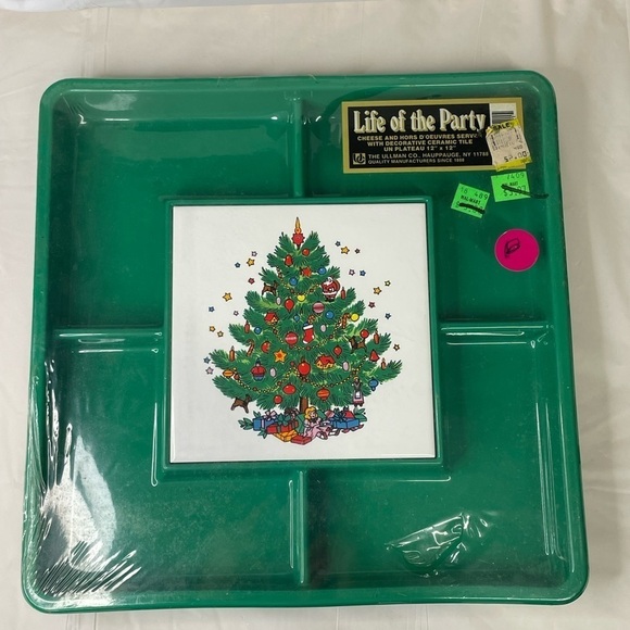 Life Of The Party Christmas Plastic Hors D’Oeuvres Snack Server Tray New Sealed - Picture 1 of 5